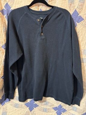 Red Head Brand Co Waffle-Knit Henley Long Sleeve Top - Dark Navy